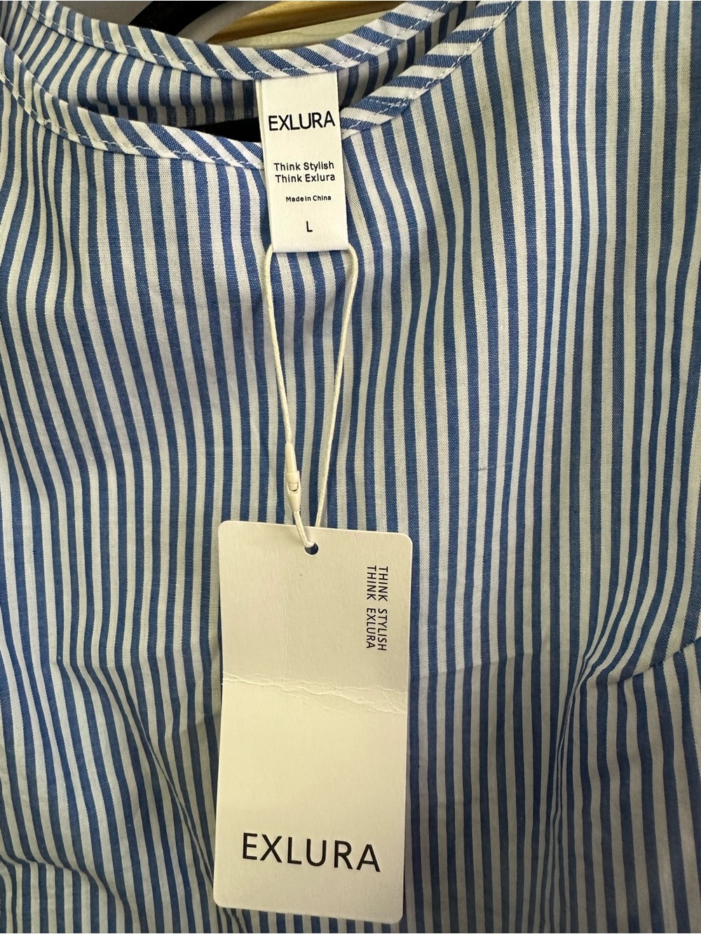 Sleeveless Blue & White Striped Tank Top - Picture 5 of 6